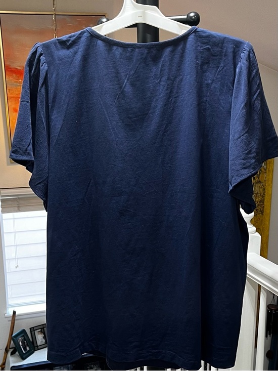 NWT Skies Are Blue Linen Blend Embroidered Short Flutter Sleeve Top - Picture 4 of 6